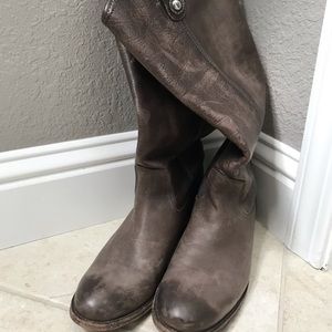 Frye tall dark brown vintage leather boots 8.5